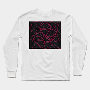 Pink on Black Line Art Long Sleeve T-Shirt